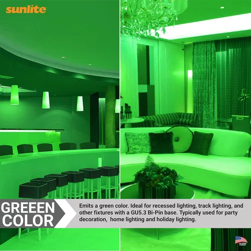 Vista 5 de Sunlite 66090-SU 50MR16/NSP/12V/G 50 vatios, halógena MR16 GU5.3 basada en mini bombilla reflectora, verde