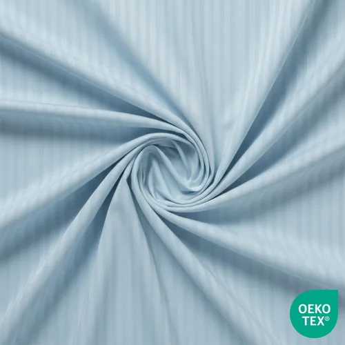 Vista 3 de Feather & Stitch - Sábana bajera ajustable de 100 % algodón, tejido satén de damasco, transpirable a rayas, sábana elástica para colchón de 18