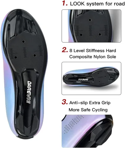 Vista 2 de Darevie Zapatos de ciclismo de carretera transpirables para hombre, zapatos de bloqueo automático para hombre, zapatos de bicicleta Delta, zapatos