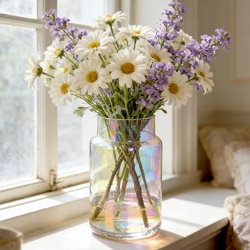 Vista 15 de BLOFLO - Jarrón de vidrio transparente, florero grande de vidrio de 7 pulgadas para flores, jarrones modernos de vidrio grueso para centros de mesa