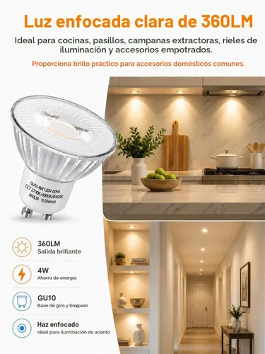 Vista 4 de SerBion Paquete de 6 bombillas LED GU10 que cambian de color, bombillas de 4 W para iluminación empotrada, iluminación de pista, luces de acento