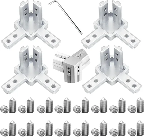 Vista 9 de 4 juegos de soportes de esquina de 4040 con 5 agujeros en forma de L, placas de unión para accesorios de extrusión de aluminio 4040 en negro (L)
