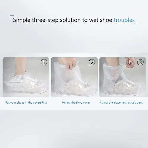 Vista 8 de Fundas impermeables para botas de lluvia, con control de arena, antideslizantes, suela de goma de PVC, reutilizables, botas de lluvia y nieve