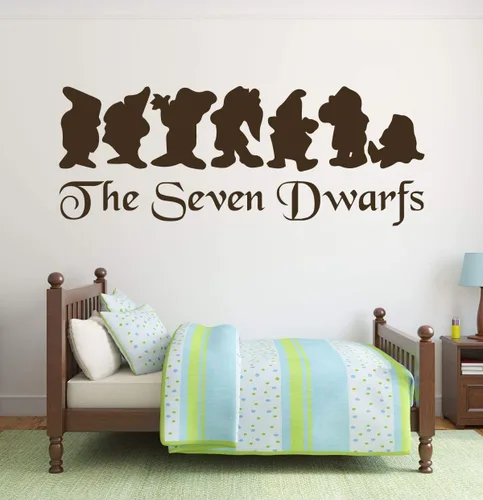 Vista 5 de Decoración de pared blanca como la nieve – Seven Dwarfs Doc Happy Dopey Grumpy Bashful Sneezy Sleepy – Arte de pared de vinilo para sala