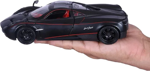 Vista 5 de Pagani Huayra - Modelo de coche fundido a troquel con interior rojo 1/24 de color negro mate Motormax