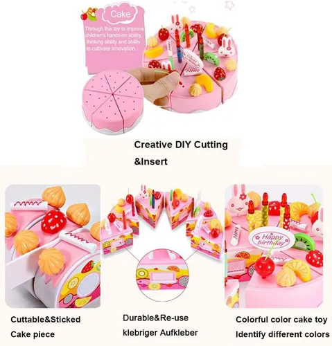 Vista 3 de Juego de 38 piezas de decoración de pastel de fiesta de cumpleaños de corte de bricolaje, juego de comida de cocina para corte de frutas, regalo