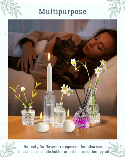 Vista 5 de Juego de 20 jarrones de flores para centros de mesa, mini jarrones para flores de un solo tallo, jarrones de vidrio para centros de mesa, decoración