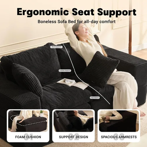 Vista 4 de Afuson Juego de sofá Cloud de 74.8 pulgadas, sofá biplaza modular, sofá convertible y asiento profundo, sofá acogedor para sala de estar, oficina