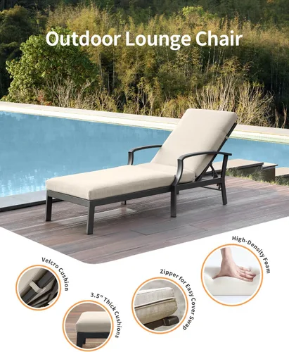 Vista 8 de Sillón de piscina, tumbona al aire libre de aluminio, Gunmetal