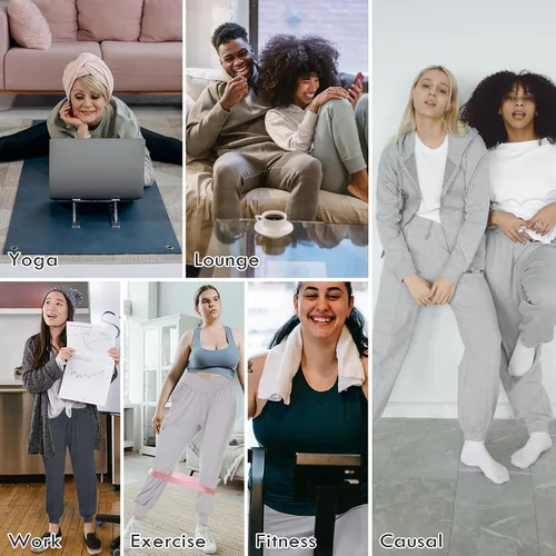 Vista 6 de SICVEK Pantalones deportivos de cintura alta para mujer, pantalones holgados cruzados, suaves, cómodos, pantalones de yoga con bolsillos