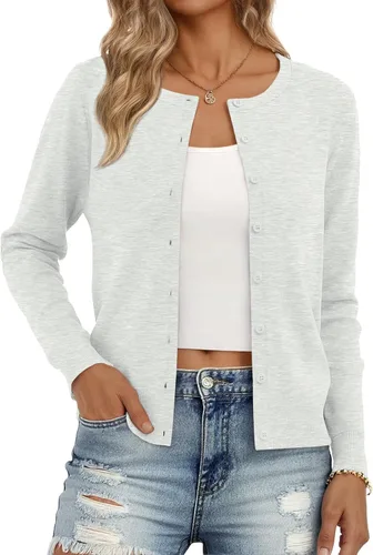 Vista 14 de Trendy Queen Women's Lightweight Knit Cardigan Gris Melange