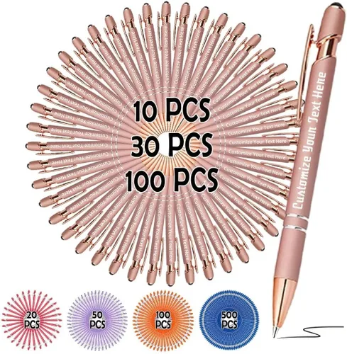 Vista 10 de Bolígrafos personalizados, bolígrafo grabado personalizado con punta de lápiz capacitivo, bolígrafo de tinta retráctil personalizado para escritura