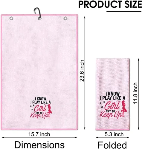 Vista 2 de TOUNER I Know I Play Like A Girl Try to Keep Up, toallas de golf bordadas divertidas para mujer, bolsa de golf, toalla de regalo para damas