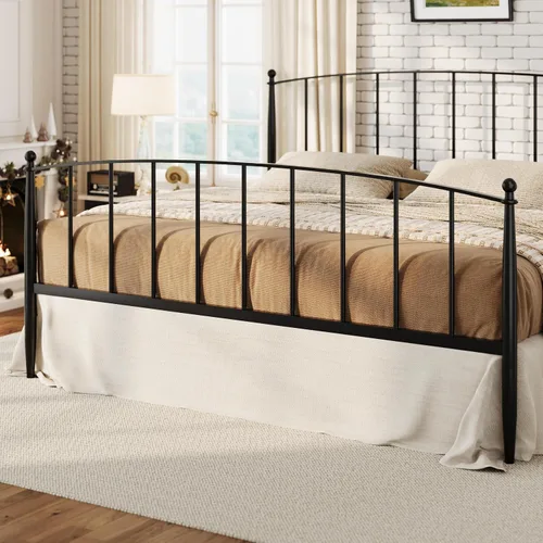 Vista 7 de SHA CERLIN Marco de cama con plataforma de metal tamaño King, cabecero de Negro