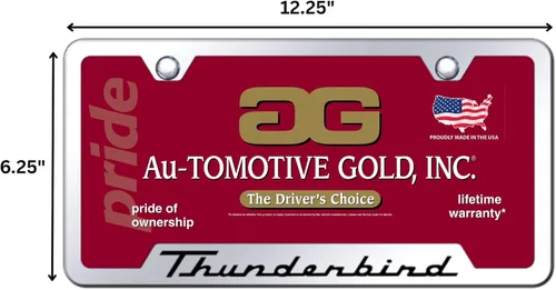 Vista 3 de Au-Tomotive Gold, INC. Marco de licencia oficial grabado con láser para Ford Thunderbird Laser-Etched Stainless Steel Cut-Out Frame (Mirrored)