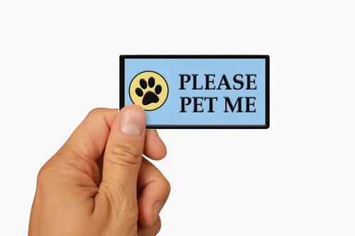 Vista 9 de Please PET ME - Parche cosido para perro de servicio o chaleco de terapia para perros – Parche de identificación bordado de alta visibilidad – 4 x 2