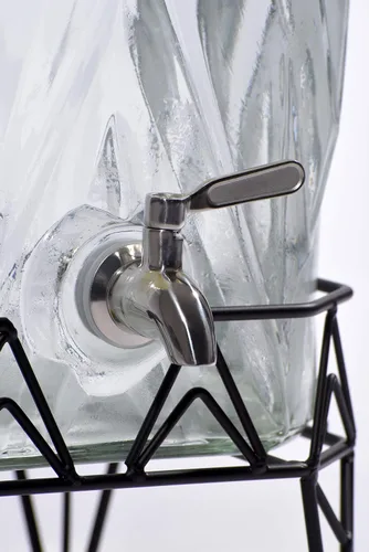 Vista 5 de Glacial Ice Design - Dispensador de bebidas de vidrio con espita SS y soporte, 2.5 galones
