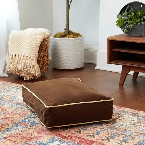 Vista 3 de South Pine Porch Buddy - Cama rectangular reversible de microfibra para perro con funda extraíble, lavable a máquina, cacao, extra pequeña