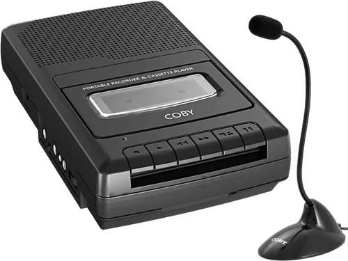 Vista 10 de Coby Reproductor de cassette portátil y grabadora con auriculares sobre la oreja, micrófono integrado, grabación de un solo toque, parada