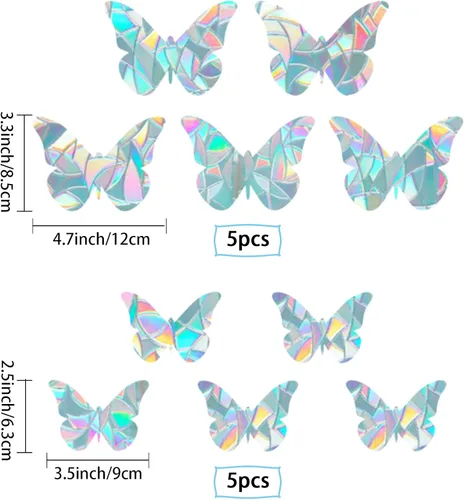 Vista 2 de GORGECRAFT Adhesivos de vidrio con diseño de mariposa para ventana, adhesivos 3D para atrapasoles no adhesivos, película de vinilo anticolisión