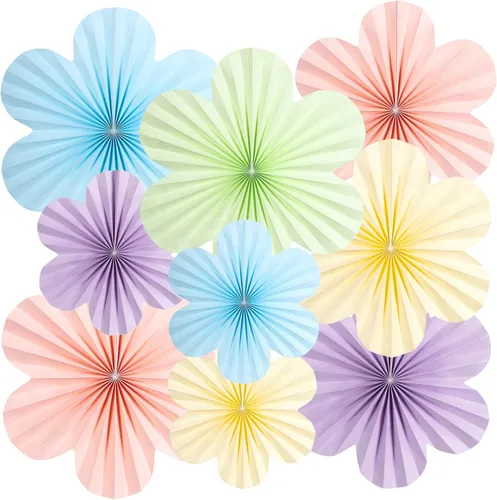Vista 10 de SUNBEAUTY Abanicos de papel dorados y negros para fondo de fiesta de té, boda, primavera, cumpleaños, aula, baby shower, Halloween, decoración