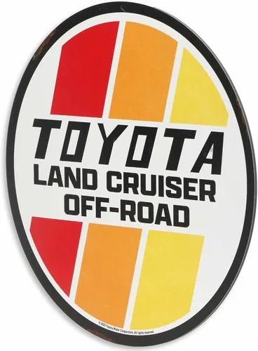 Vista 2 de Letrero redondo de metal para Toyota Land Cruiser Off-Road – Letrero retro de Toyota para garaje, tienda o cueva de hombre