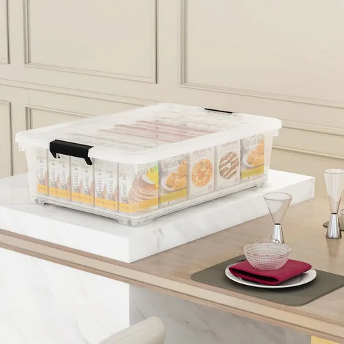 Vista 7 de Contenedor de almacenamiento transparente de 26 cuartos de galón, caja de almacenamiento de plástico debajo de la cama, contenedor de almacenamiento