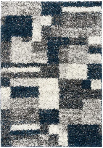 Vista 3 de Rugshop Alfombra de felpa de cuadros modernos desgastados azul marino, no desprende pelusa, suave para sala de estar, comedor y oficina, 7 pies 10