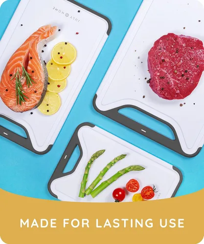 Vista 3 de Serveware Accessories Tablas de cortar para cocina, tabla de cortar de plástico, tabla de cortar apta para lavavajillas con ranuras para jugos