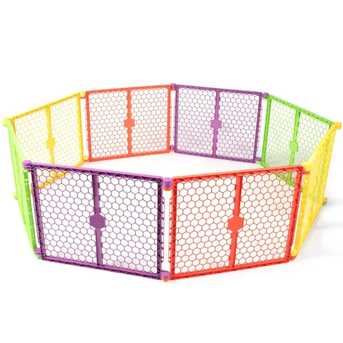 Vista 14 de Regalo - Puerta ajustable de plástico de 192 pulgadas para bebés y patio de juegos con puerta, marca galardonada, 2 en 1, kit de bonificación