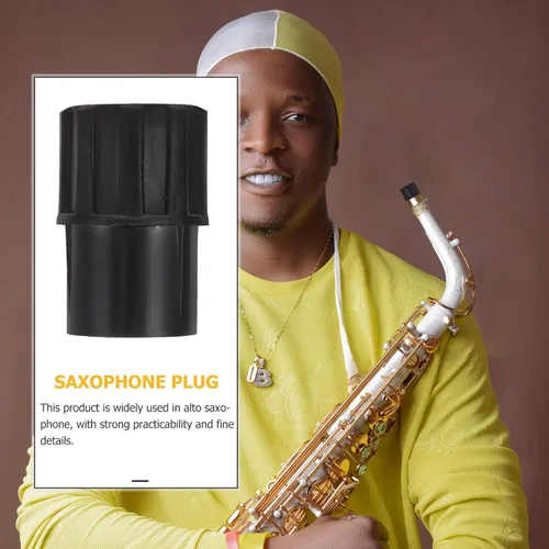 Vista 3 de FOMIYES 2 tapones de extremo para saxofón alto, tapas de protección de saxofón de plástico negro, accesorio para un cuidado eficaz