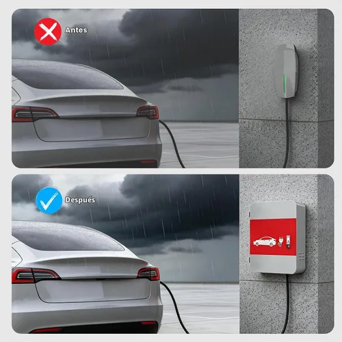 Vista 7 de POCHAR Protector de cubierta de cargador de vehículo eléctrico EV para Tesla Modelo Y Modelo 3- Conector de pared Estación de carga de acero EV