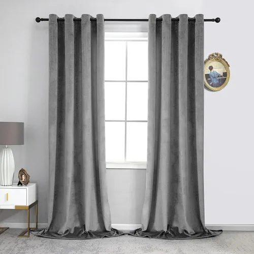 Vista 11 de VANASEE Cortinas de terciopelo gris oscuro para dormitorio, 63 pulgadas de largo, cortinas opacas para oscurecer la habitación, cortinas