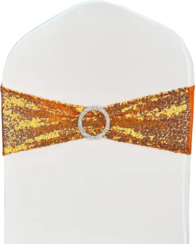 Vista 13 de Bandas para Sillas con Lentejuelas Elásticas Lazos de Spandex Poliéster para Fiestas Hotel Bodas Banquetes Decoración - 6 Piezas Aqua