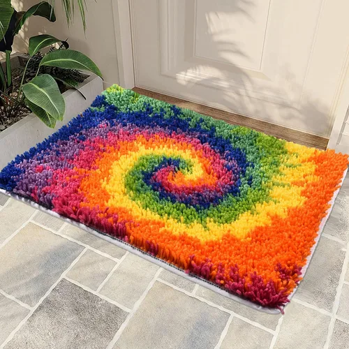 Vista 13 de kingsea Kits de ganchos de pestillo para adultos, kits de ganchos de alfombra impresa en color para adolescentes, manualidades de aguja para Oso