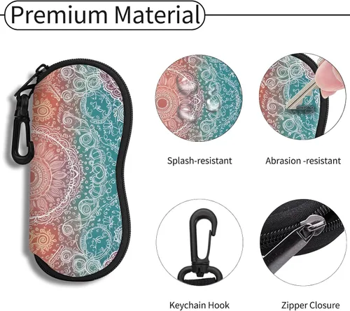 Vista 32 de Hion Sunglasses Case Ultra Light Neoprene Zipper Eyeglass Soft Case with Belt Clip