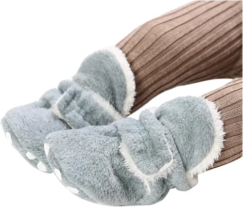 Vista 3 de Botas de nieve para bebés y niñas, para invierno, cálidas, para recién nacidos, zapatos antideslizantes, Gris, 12-18 meses
