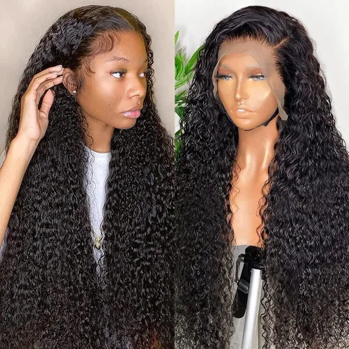 Vista 15 de Wingirl - Pelucas de cabello humano con encaje frontal HD de 13 x 4 pulgadas, prearrancadas con abuelitos 180 Density Brazilian Deep Wave Frontal