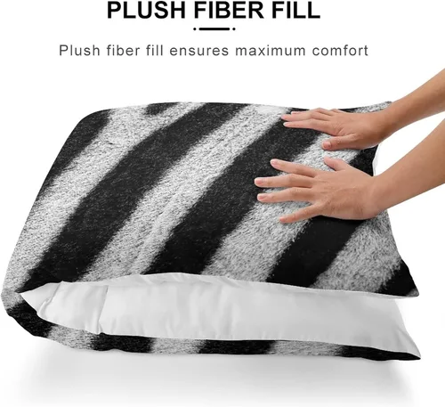 Vista 3 de Funda de almohada corporal con estampado de cebra, respaldo largo, funda protectora de almohada con rayas de cebra en blanco y negro, funda