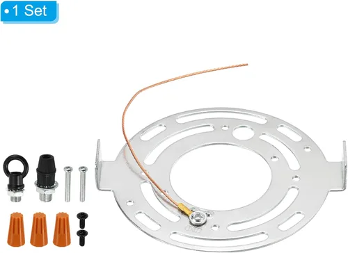 Vista 3 de PATIKIL Kit de placa de luz de techo redonda de 4.528 in, 1 juego de placa de soporte de montaje de lámpara de acero para lámpara colgante