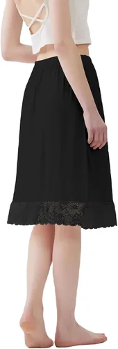 Vista 7 de Paquete de 3 medias faldas de satén de encaje para debajo de los vestidos, falda para mujer, antiestática, medio deslizante