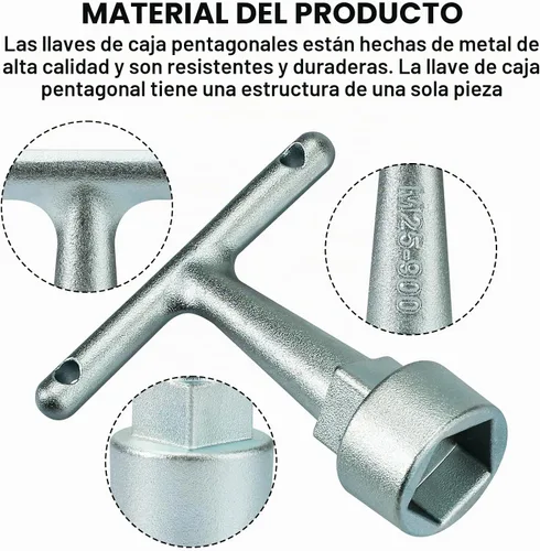 Vista 7 de Llave de medidor de agua para enchufe de pentágono, llave de parada