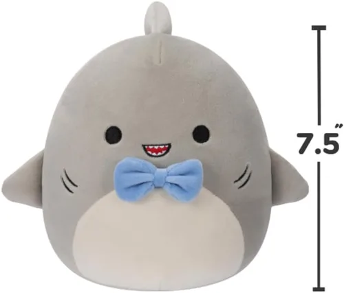 Vista 3 de Squishmallows SQCR05379 - Gordon The Grey Shark con pajarita azul, 7.5 pulgadas, multicolor