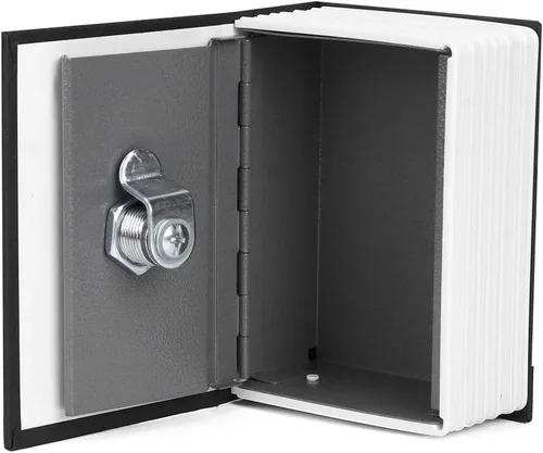 Vista 7 de Libro con cerradura de llave, libro de diversión portátil, libro falso, caja oculta, contenedor interior de metal con 2 llaves ahuecadas libro