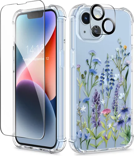 Vista 162 de GVIEWIN - Funda para iPhone 11 con protector de pantalla + protector de lente de cámara, cubierta protectora transparente suave de poliuretano