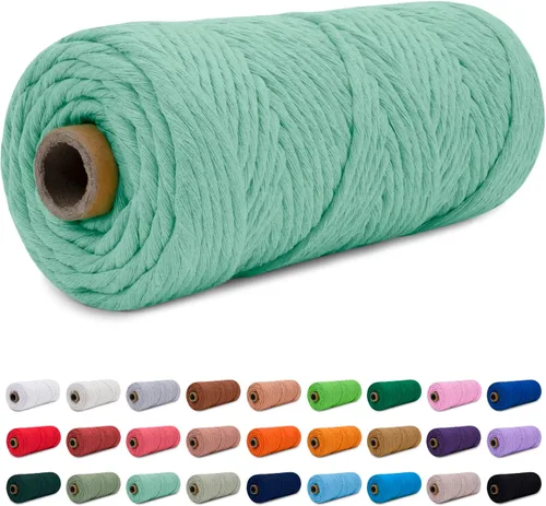 Vista 16 de CAMAL Cordón de macramé de 0.157 in x 109 yardas (328.1 ft), cuerda de algodón de color para tejer, manualidades, colgar en la pared, proyectos