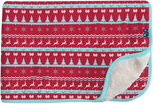 Vista 10 de KicKee Pants Manta con forro de sherpa para niños, manta sherpa ultra afelpada, forro polar sherpa ultra lujoso (cuadros de aniversario, talla única)