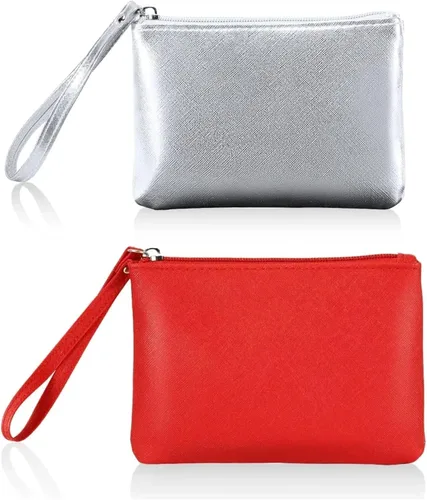 Vista 25 de Paquete de 2 pequeñas bolsas de maquillaje con cremallera para bolso, lápiz labial, organizador de maquillaje de viaje para mujeres, productos Negro