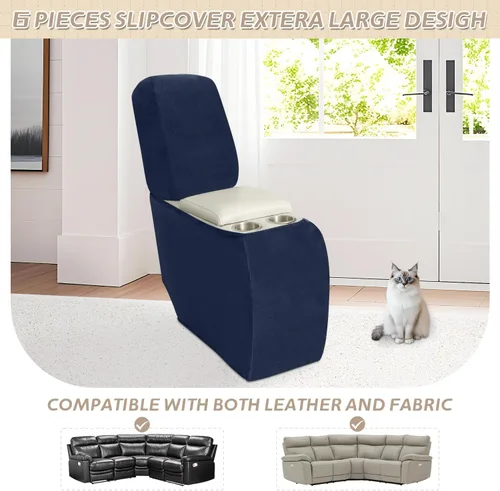 Vista 337 de Arfntevss Fundas de sofá seccional reclinable de terciopelo, Funda de sofá seccional de esquina para sofá reclinable, Funda elástica suave