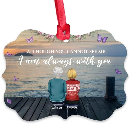 Vista 7 de Gossby Adorno conmemorativo de Navidad personalizado – Pérdida de padre estoy siempre contigo (padre, hija) personalizado para decoración de árbol